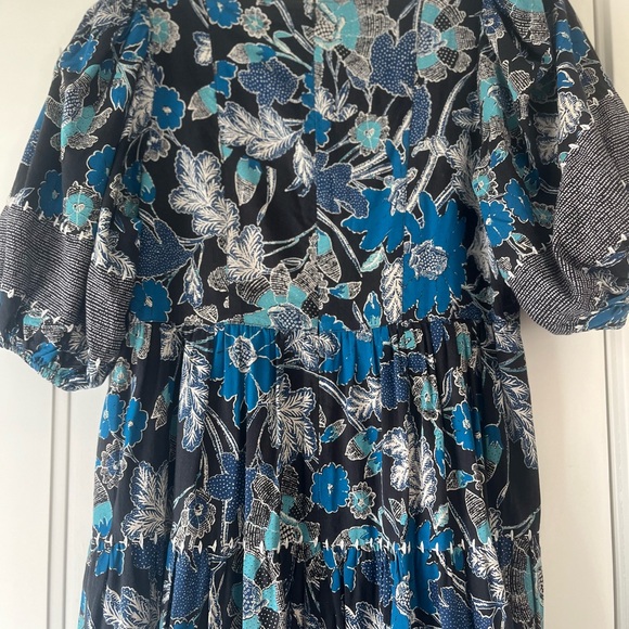 Ulla Johnson $495 Floral Nora Blue Puff Sleeve Dress Size Small - Picture 6 of 11